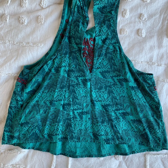 Forest green and dark red boho hippie crop top - Picture 5 of 6